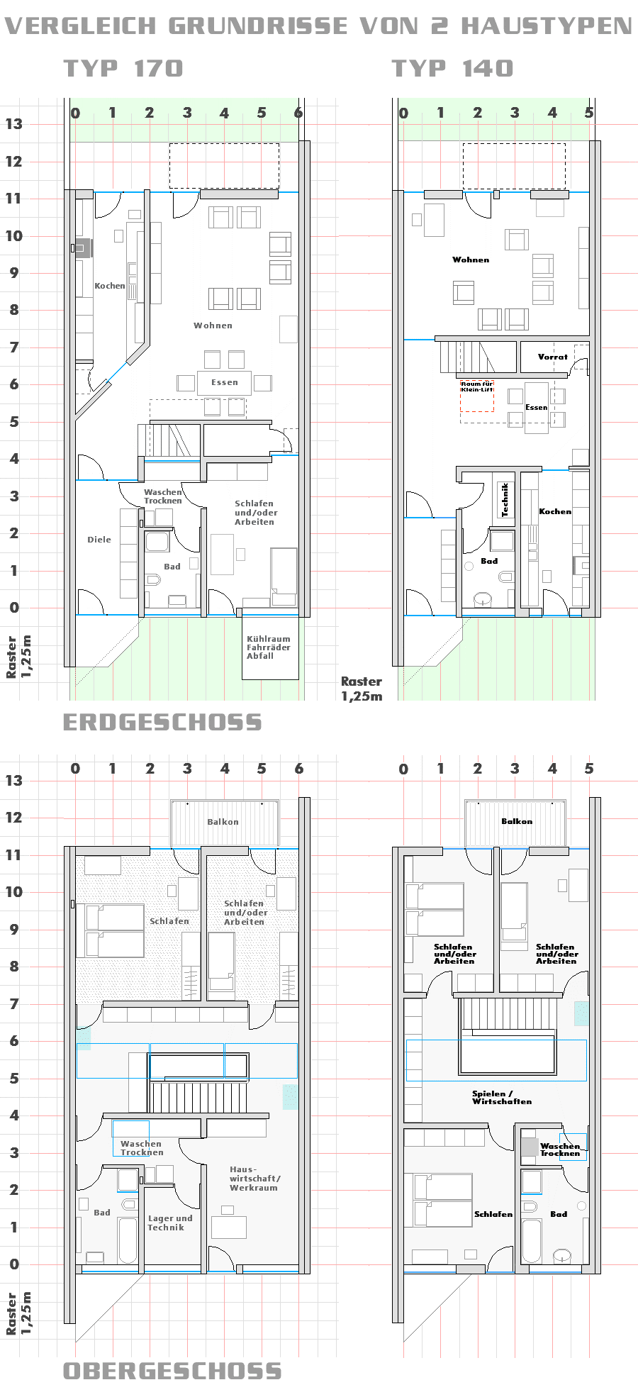 Grundrisse von zwei Haustypen